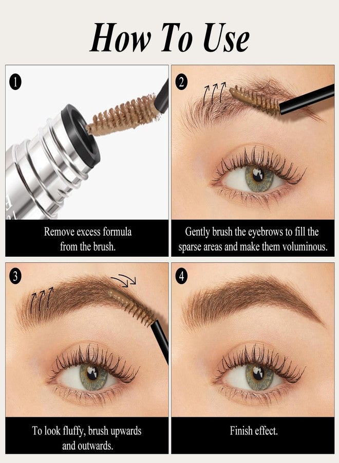 FREEORR 2PCS Tinted Eyebrow Gel, Ultra-Fine Brush Tinted Eyebrow Cream, Long Lasting Transfer-proof Eyebrow Mascara, Waterproof, Non-Clumping, Brow Filler, Volumizer Defines -Golden Brown - Image 5